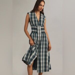 The Tommie Cap-Sleeve Smocked Front-Zip Shirt Dres